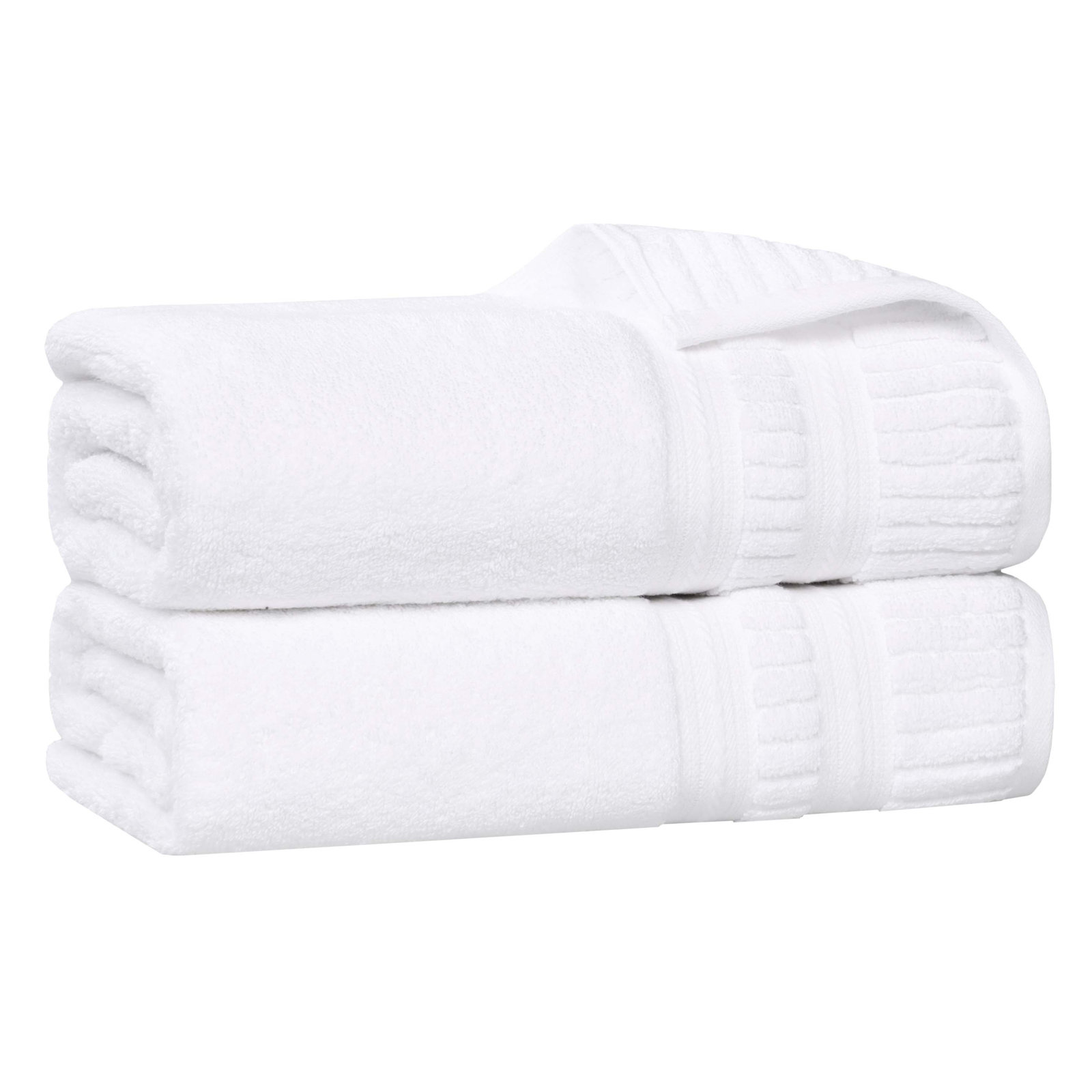 Venice Zero Twist Cotton Medium Weight Soft Absorbent Towel Set, Bath Sheets - 2 Pack, White