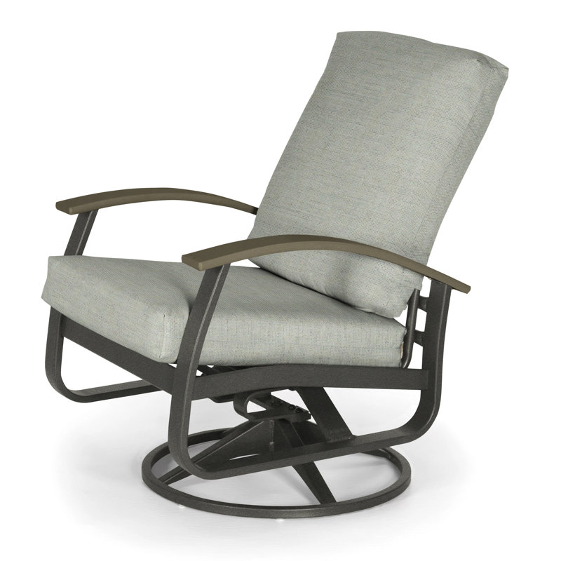 Askar Swivel Powder Coated Aluminum Outdoor Lounge Chair, Wren, Beachwood P40, Textured Graphite