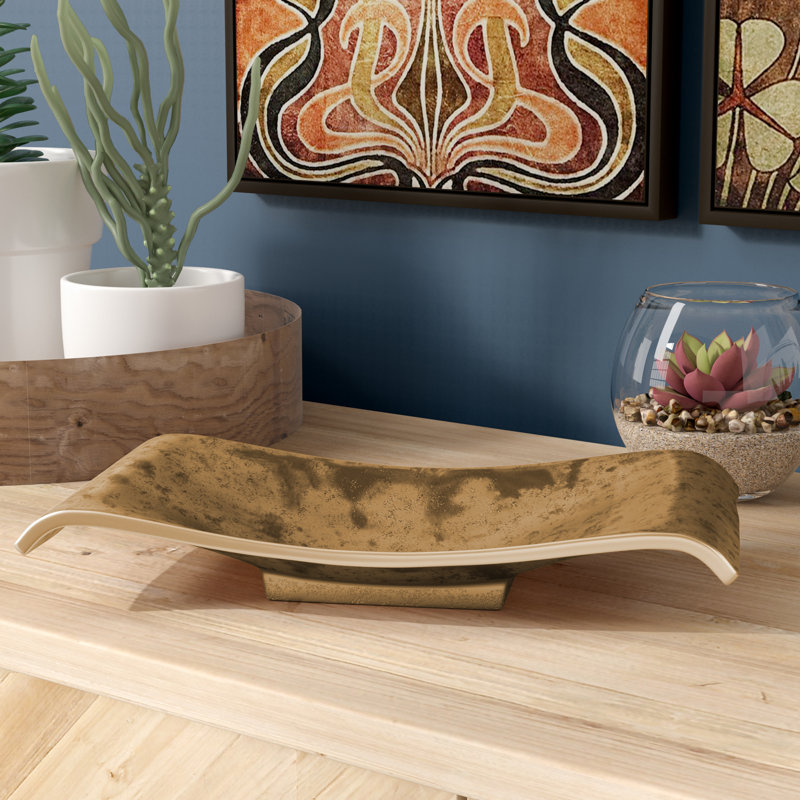 Plateau décoratif en métal défilé Leavens