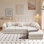 Canapé modulaire en L 3 places en velours côtelé avec coussin de siège à double couche pliable pour canapé d'appoint