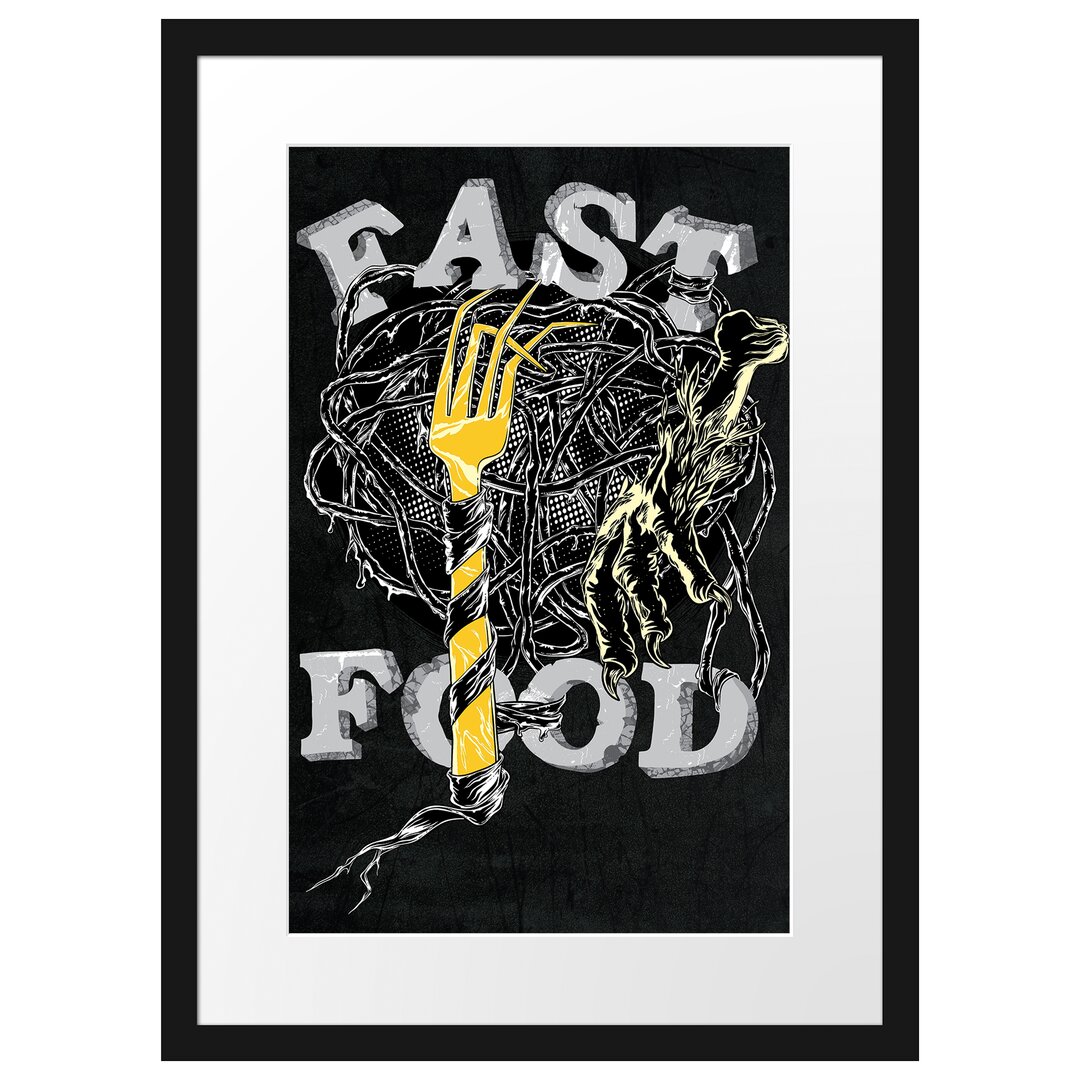 Gerahmtes Poster Fast Food Black