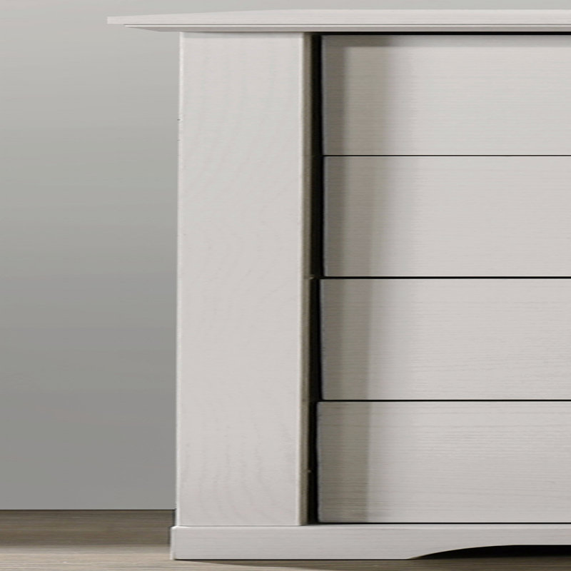 Commode 4 tiroirs, l 32 po avec poignées noires, Blanc