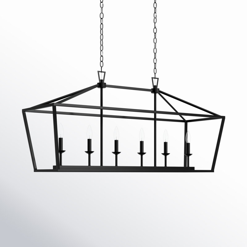 Hertford 6-Light Steel Dimmable Linear Chandelier, Rubbed Oil Bronze/Dark Brown