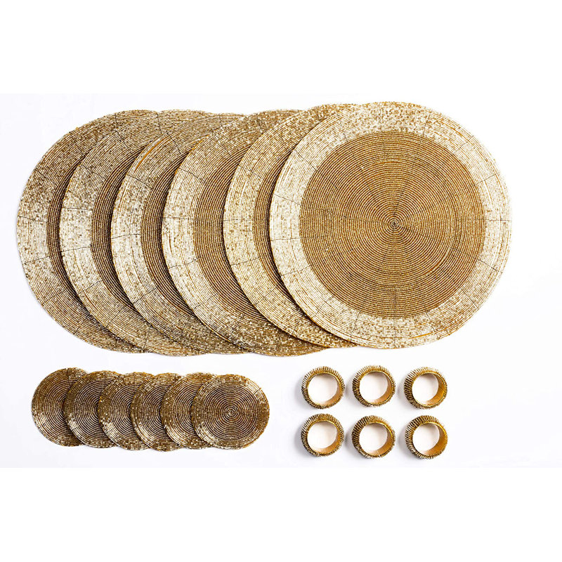 18 Piece Placemat Set, Gold