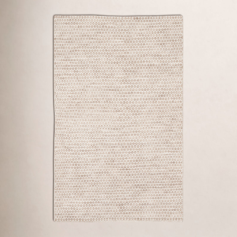 Midford Geometric Handwoven Flatweave Wool Beige Area Rug, Rectangle 8'10" x 12'