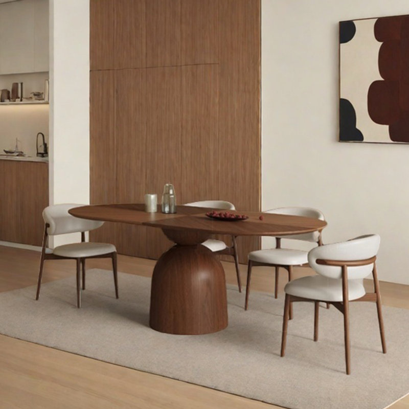 Parquet oval dining table set, 29.53"H x 78.74"L x 35.43"W
