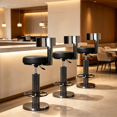 Tabourets de bar pivotants réglables en hauteur, tabourets de comptoir en acier inoxydable avec dossier