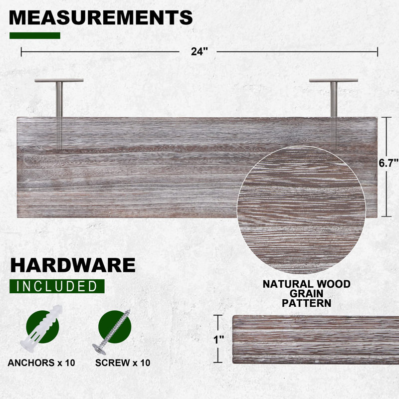 Alceme Floating Shelf, Weathered, Weathered