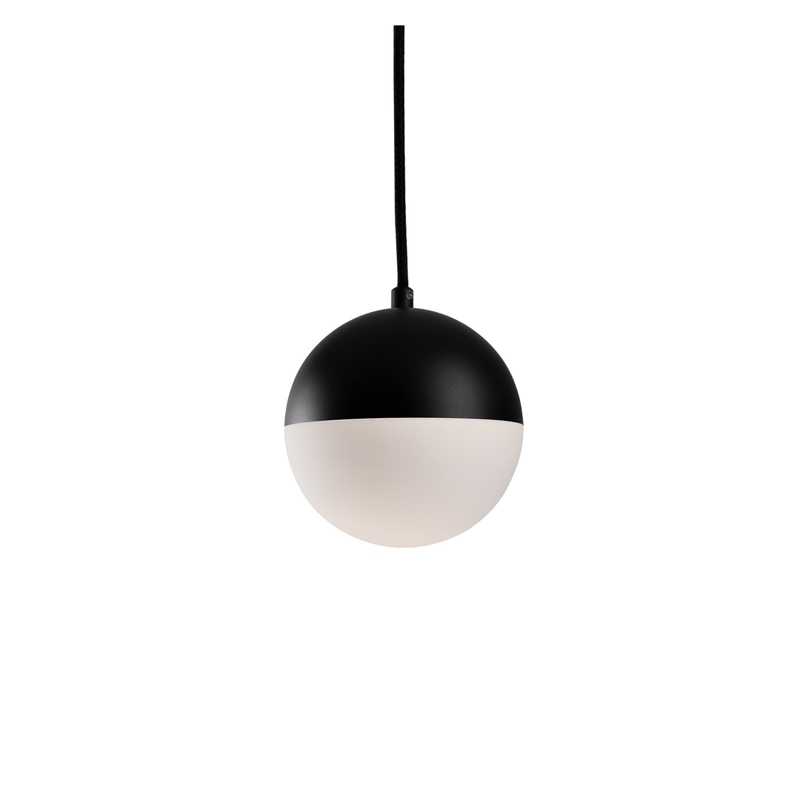 Monae Single Light Glass Dimmable LED Pendant, 6" H x 6" W x 6" D, Black Metal