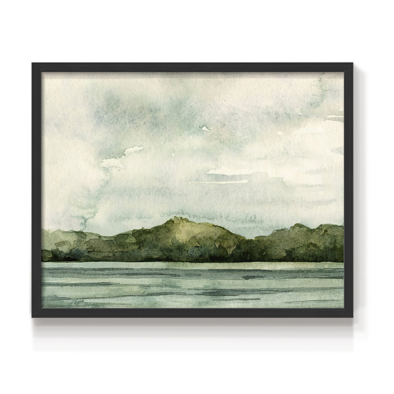 Riverside II - Reproduction encadrée - Restickable, H 22 po x l 28 po, Noir, noir, noir, noir