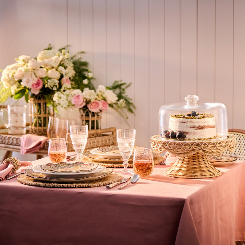 Provence Rattan Cake Stand - Whitewash