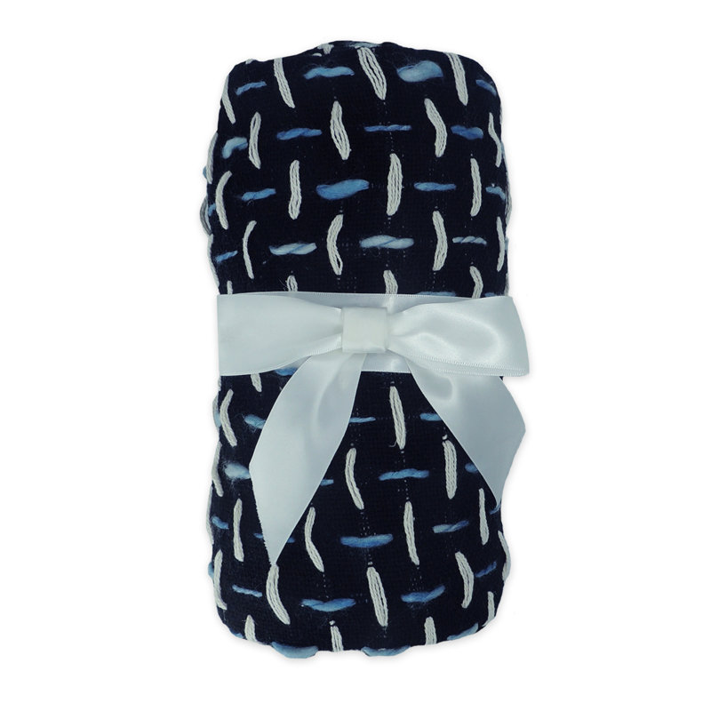 100% Cotton Throw, Black/Blue