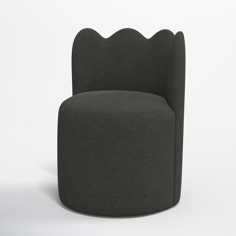 Wavy Back Dining Chair, Classic Black Linen