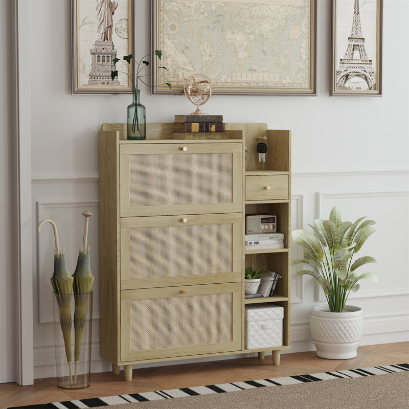 Armoire à chaussures de style bohémien, Bois naturel