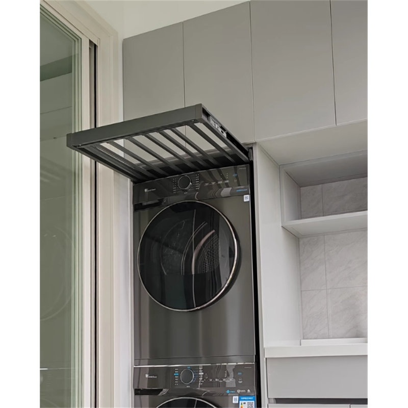 Above-Dryer Retractable Laundry Rack - Hidden Pull-Out Garment System, 1.77" H x 22" W x 17.32" D