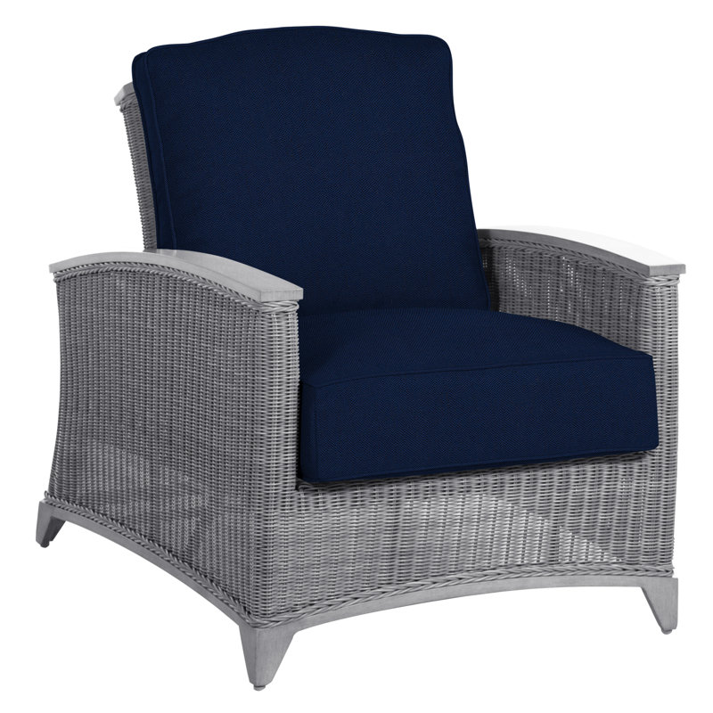 Astoria Patio Chair with Cushions, Astoria #90 Raffia/Oak, Welt, Indigo Velvet