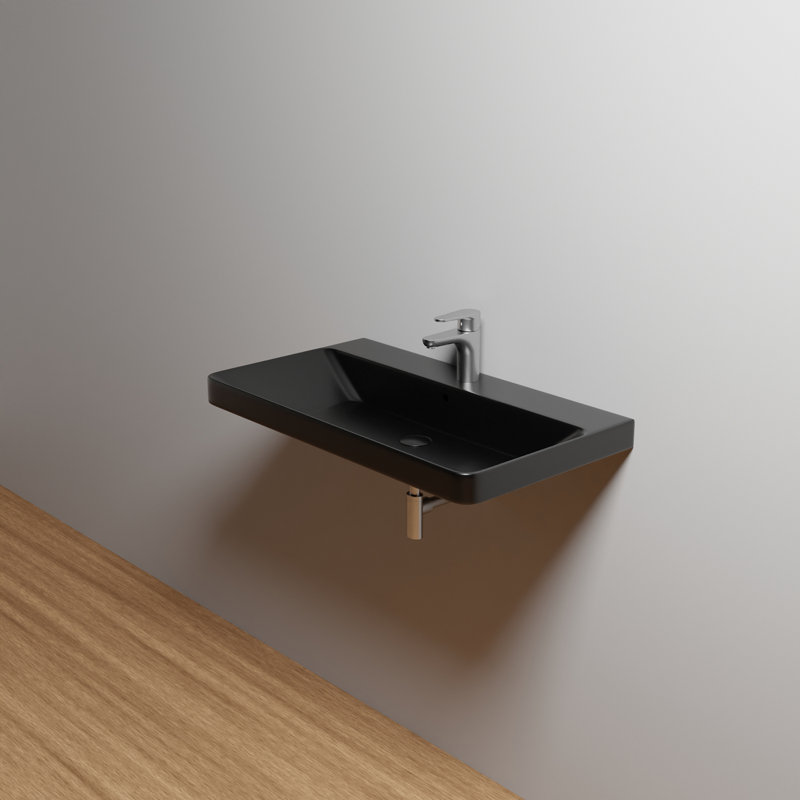 Luxury 31.7'' L Bathroom Sink, Single Faucet Hole, Matte Black