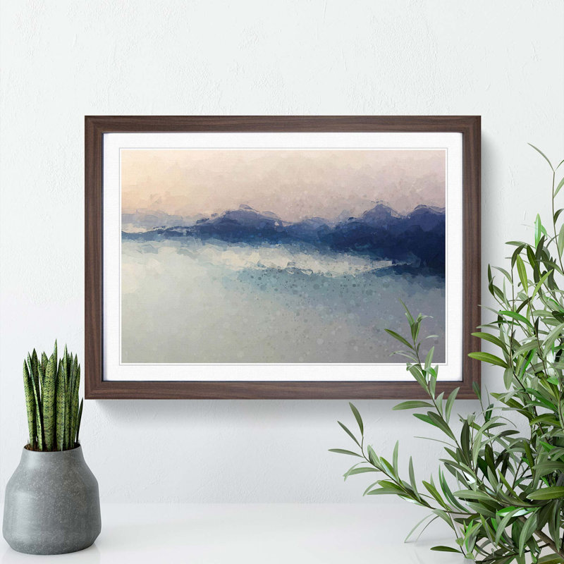 Misty Mountains - Picture Frame Graphic Art Print, Walnut Framed, 27cm H x 36cm W x 2cm D