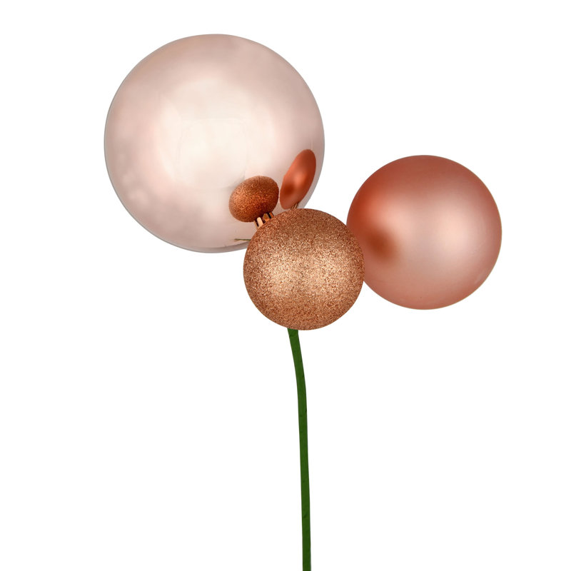 Ornement en forme de boule 18 po, 3 par sac, Or rose