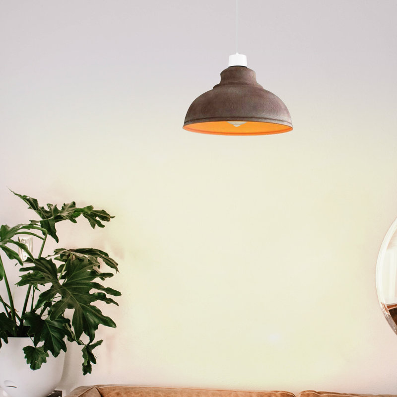 17cm H Metal Dome Lamp Shade, Clay