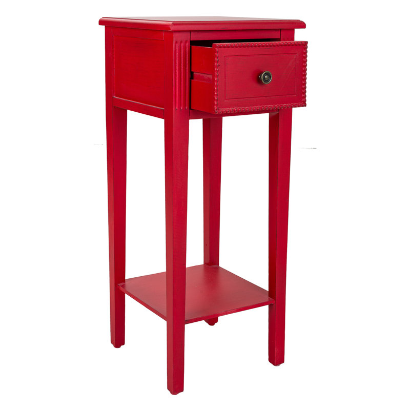 Kimonte 33cm W Solid + Manufactured Wood Bedside Table, Red