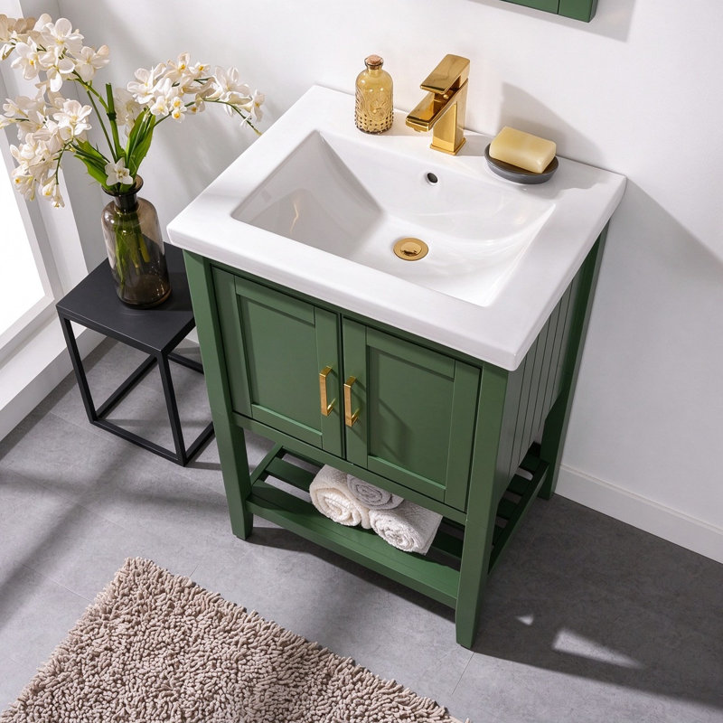 Ensemble de meuble-lavabo simple 24 po Maloy, Vert Vogue