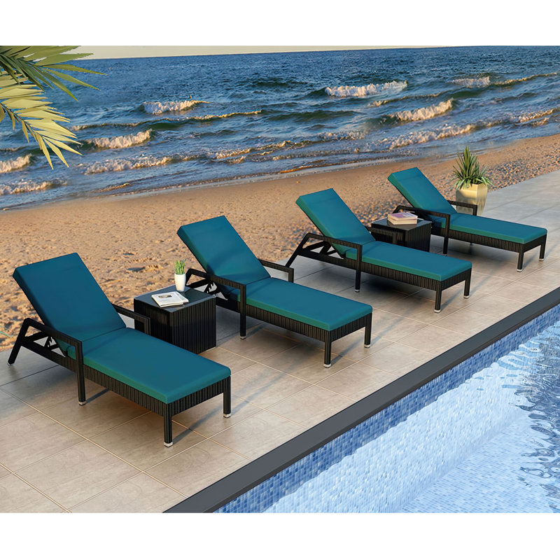 Urbana Outdoor Chaise Lounge, Spectrum Peacock Sunbrella® Plainweave