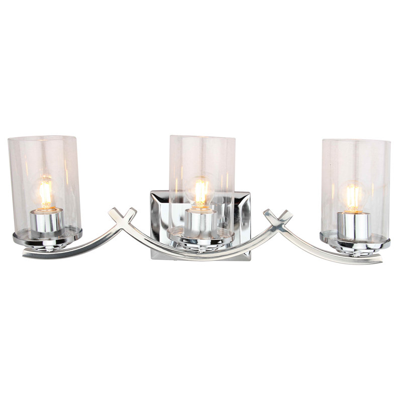 Éclairage pour meuble-lavabo 3 lumières Qualls, Chrome, Transparent