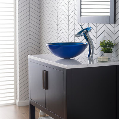 Irruption Glass Circular Vessel Bathroom Sink