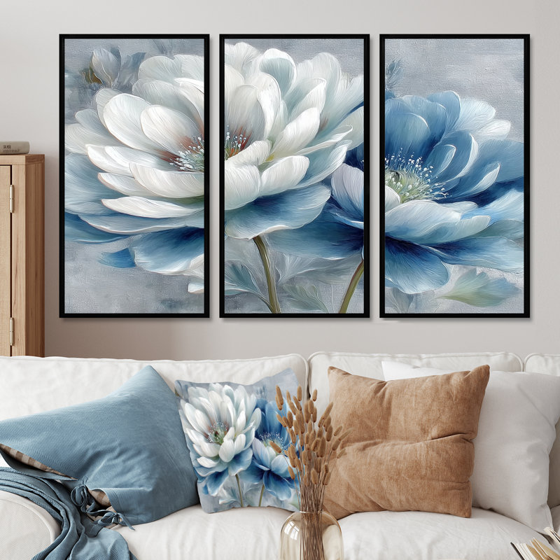Beautiful Peony Meadows In England - Ensemble de décorations murales pivoines, H 32 po x l 48 po, Noir