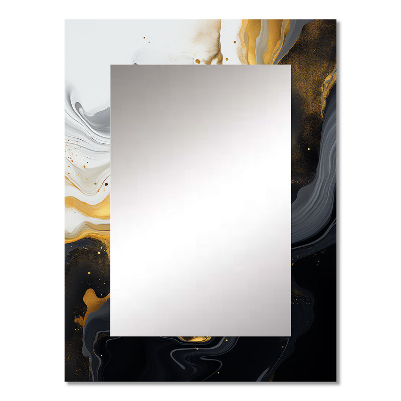 Gold and black Marble Essence III - Marble Unique Wall Mirror Decor, Modern Large Mirror, Printed Metal Art, 32" x 24"