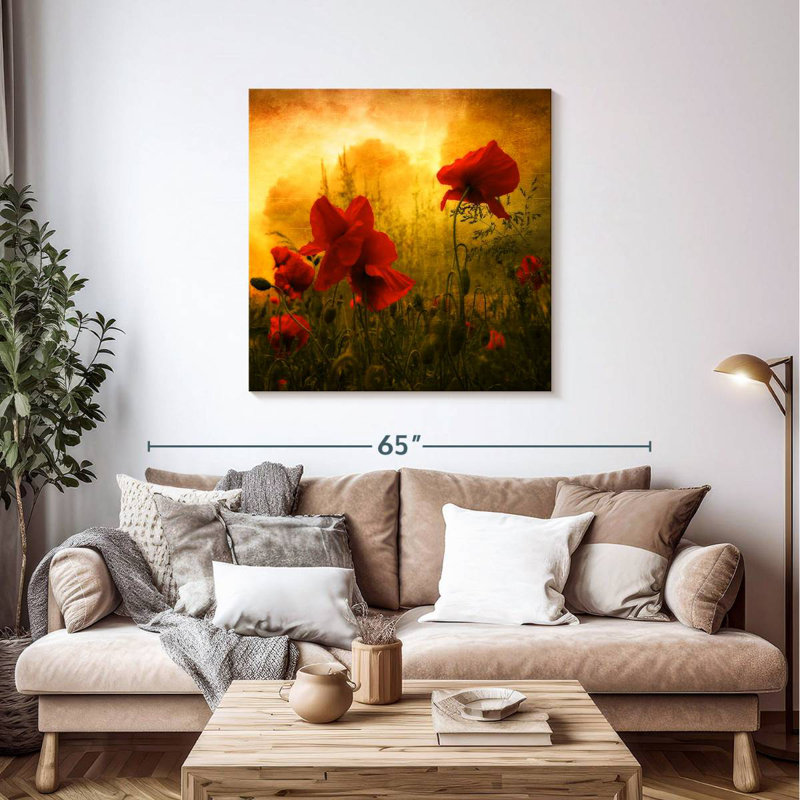 Harnek Red Poppies At Sunset, 39" H x 39" W