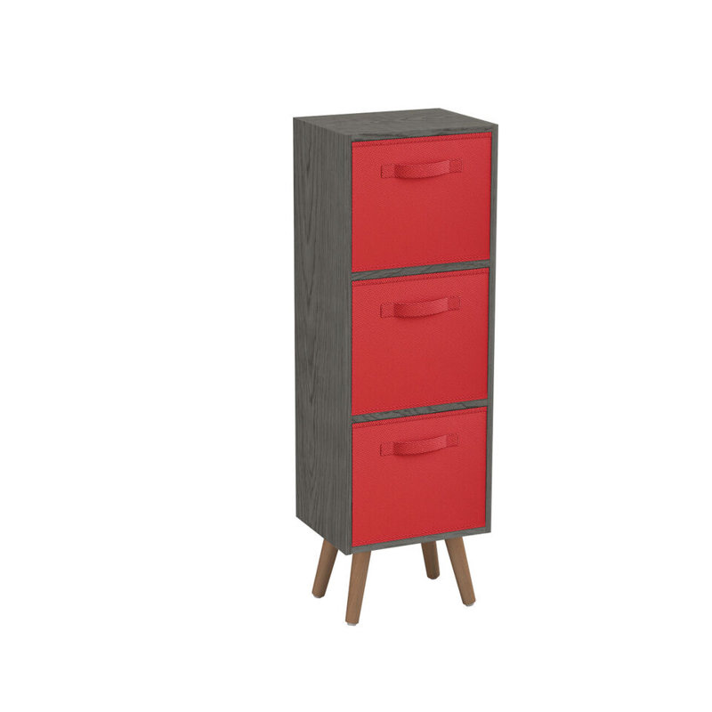 Fika 30cm W 3 - Drawer Chest of Drawers, Red/Pine