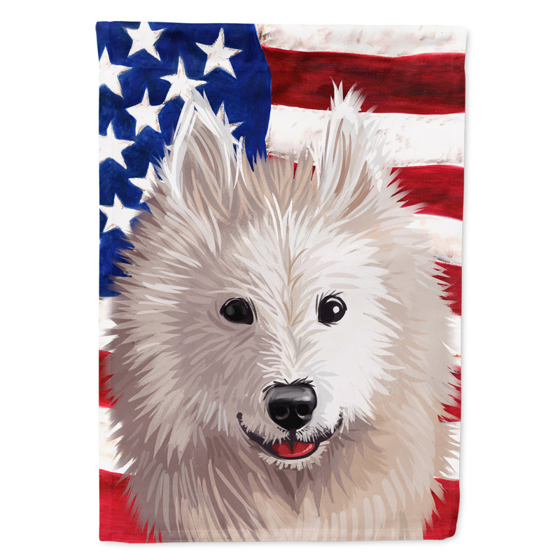 Polyester à 2 côtés 28 x 40 po drapeau maison, Samoyède