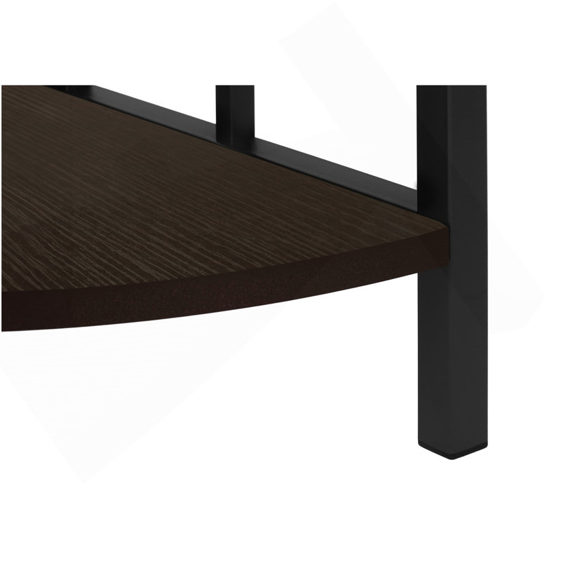 Bibliothèque, bibliothèque, étagère, d'angle, 4 niveaux, H 62 po, bureau, chambre à coucher, stratifié brun, métal noir, contemporain, moderne