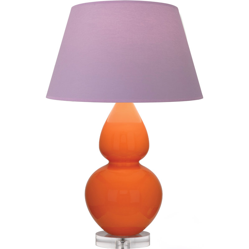 Double Gourd Table Lamp, Navy/Gray, Daisy Glazed/Silver