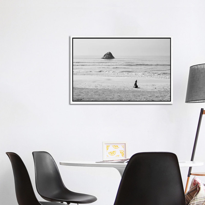 Baying Rocks by Lukasz Kaluza - Print on Canvas, 66.04cm H x 101.6cm W x 3.81cm D, White Floater Framed