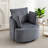 33.86'' Wide Contemporary Soft Upholstered Swivel Barrel Chair With Two Accent Pillows-117494893