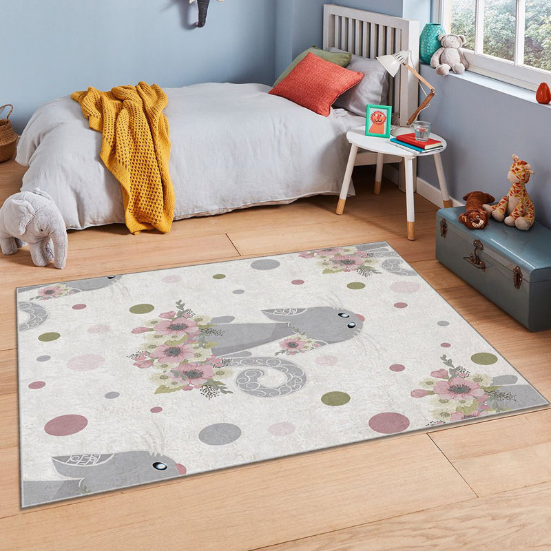 Luxurious Polyester Area Rug, 3.3 x 4.6 Feet | 740 g/m² Velvet Fabric, Non-Slip Felt Dot Underside, Laminated Sponge for Comfort | Antibacterial, Machine Washable at 86°F | Elegant Digital Print Design for Home Décor