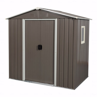 6Ft X 5Ft Outdoor Metal Storage Shed Gray With Window