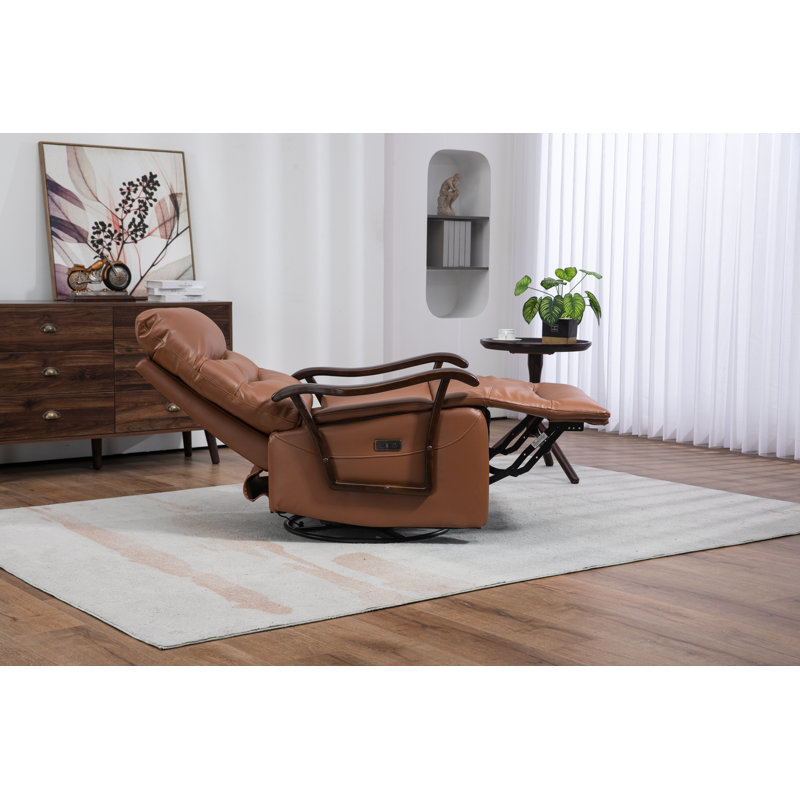Fauteuil inclinable en similicuir de 31,5 po de large Oganes, Similicuir caramel