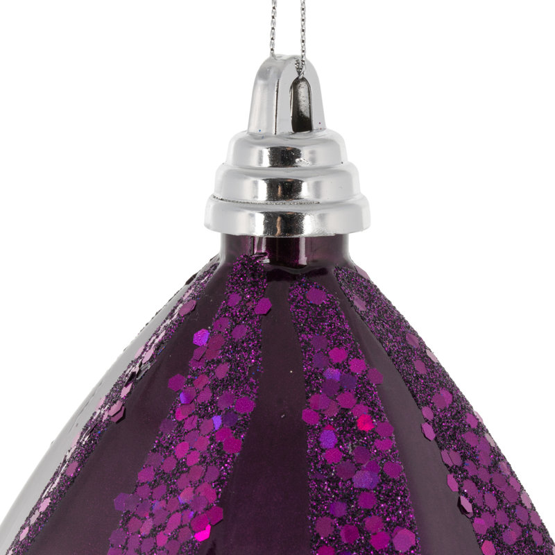 Ornement en forme de bonbon scintillant, H 12 po x l 6 po x P 6 po, Prune