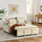 55.51" versatile foldable sofa bed in 3 lengths,  adjustable back and with USB port and ashtray and swivel phone stand