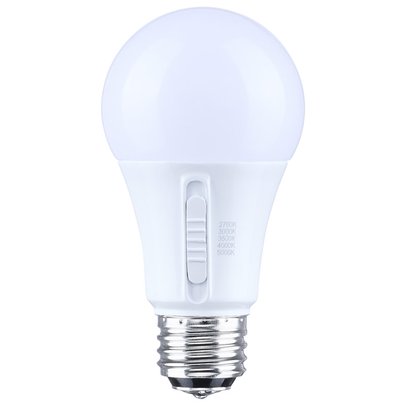 9 Watt LED A19 27K/3K/35K/4K/5K CCT Medium Base Plastic 12-24 Volt AC 12-34 Volt DC 1-Pack, 1600