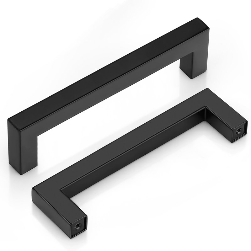 Stainless Steel Square Kitchen 5" Center to Center Bar Pull Multipack, Black