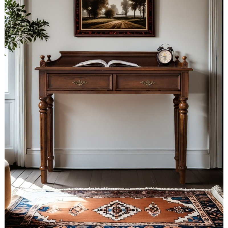 Classic Rubberwood Study Desk with Drawers, 29.92"H x 39.37"W x 17.72"D