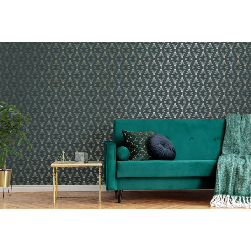 Roselyn Geometric Wallpaper Roll, Emerald