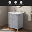 Meuble-lavabo de 24 po avec lavabo, panneau de fibres à densité moyenne et bois d'hévéa, 3 tiroirs et armoire avec tablettes réglables, conception moderne pour les petites et moyennes salles de bain-194921829