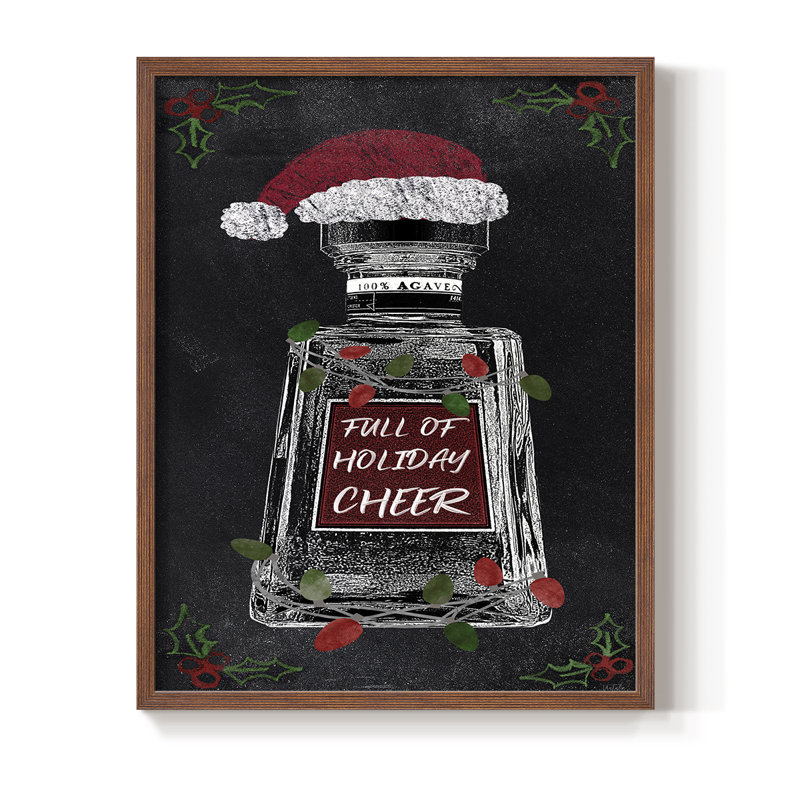 Holiday Spirits I, reproduction encadrée - bois massif, H 11 po x l 9 po, Noyer