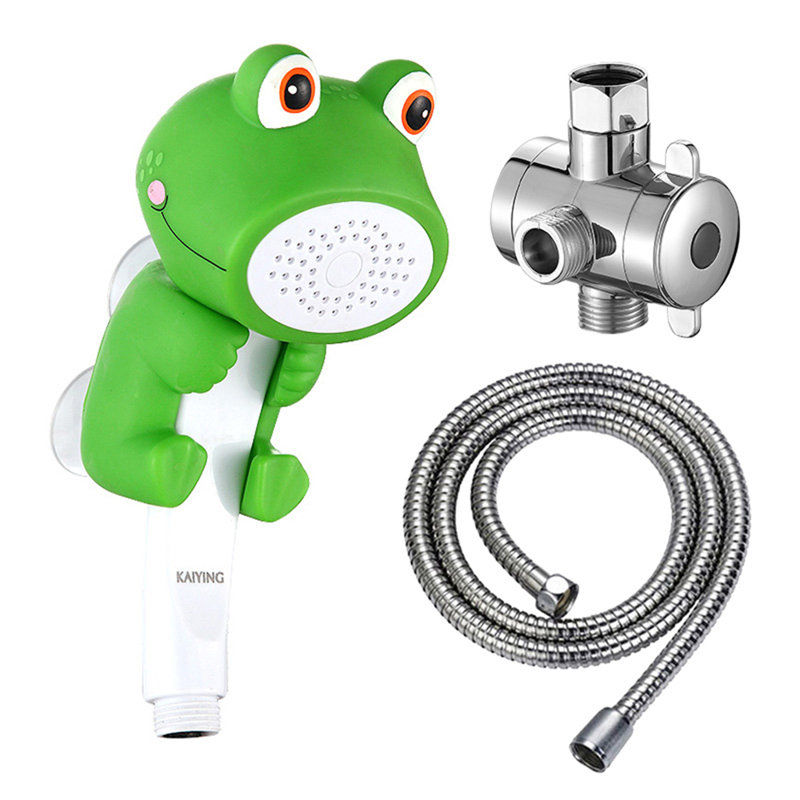Children's Handheld Shower Head，kids Showerhead With Hose & Diverter, Froggie, 8.27" H x 3.74" W x 3.74" D, Green, Froggie